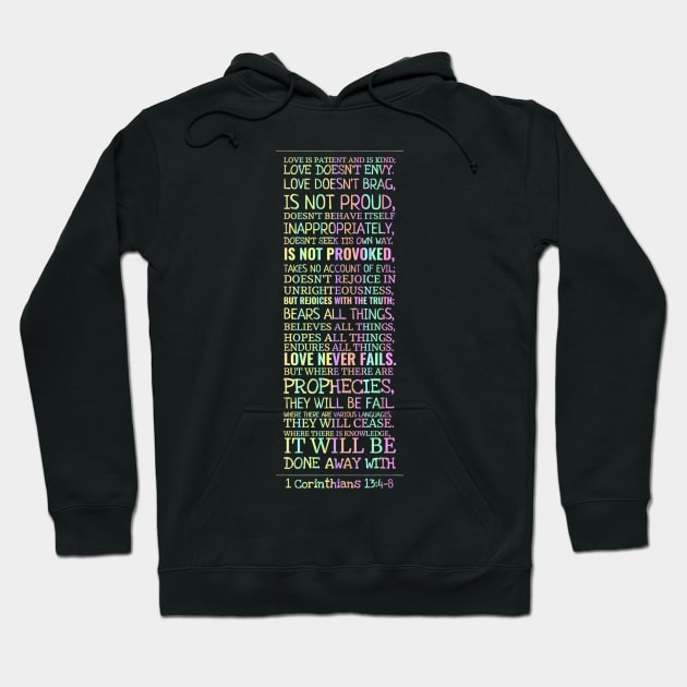 Bible Scripture Quote Verse 1 Corinthians 13:4-8 Design Hoodie by  EnergyProjections